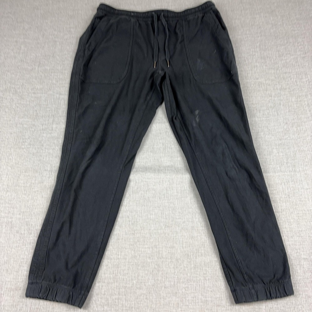 Athleta Jogger Pants Womens L Black Farallon Twill Drawstring Pockets Stretch